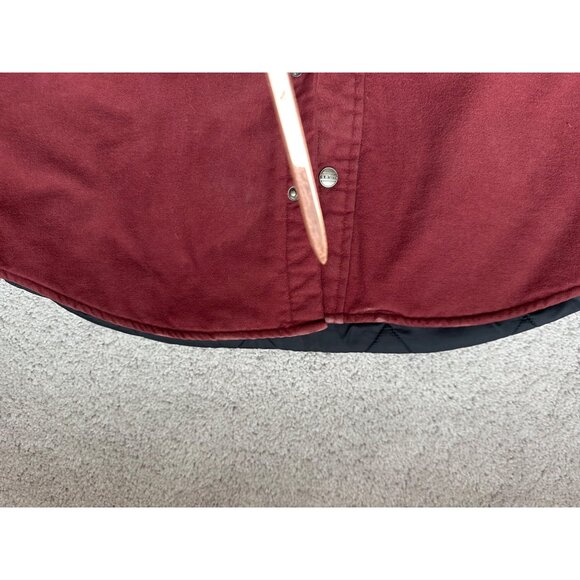 L.L.Bean Mens Vtg Size Large Maroon Lined Shirt Snap Jacket Medium - Picture 7 of 16